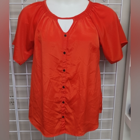 A Pea in a Pod-Pumpkin Orange Peasant Top with Bell Sleeves-Size Small - Picture 1 of 6